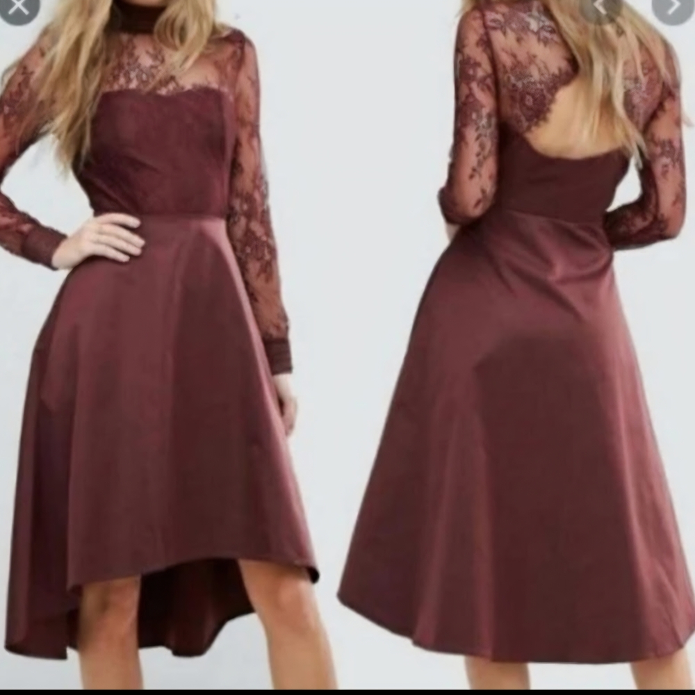 Elegant Burgundy Lace Dress